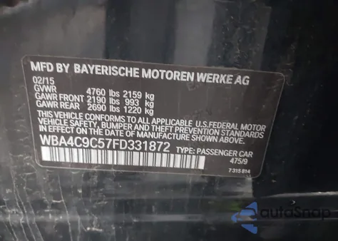 2015 BMW 428 Gran Coupe xDrive from USA, damaged, VIN WBA4C9C57FD331872